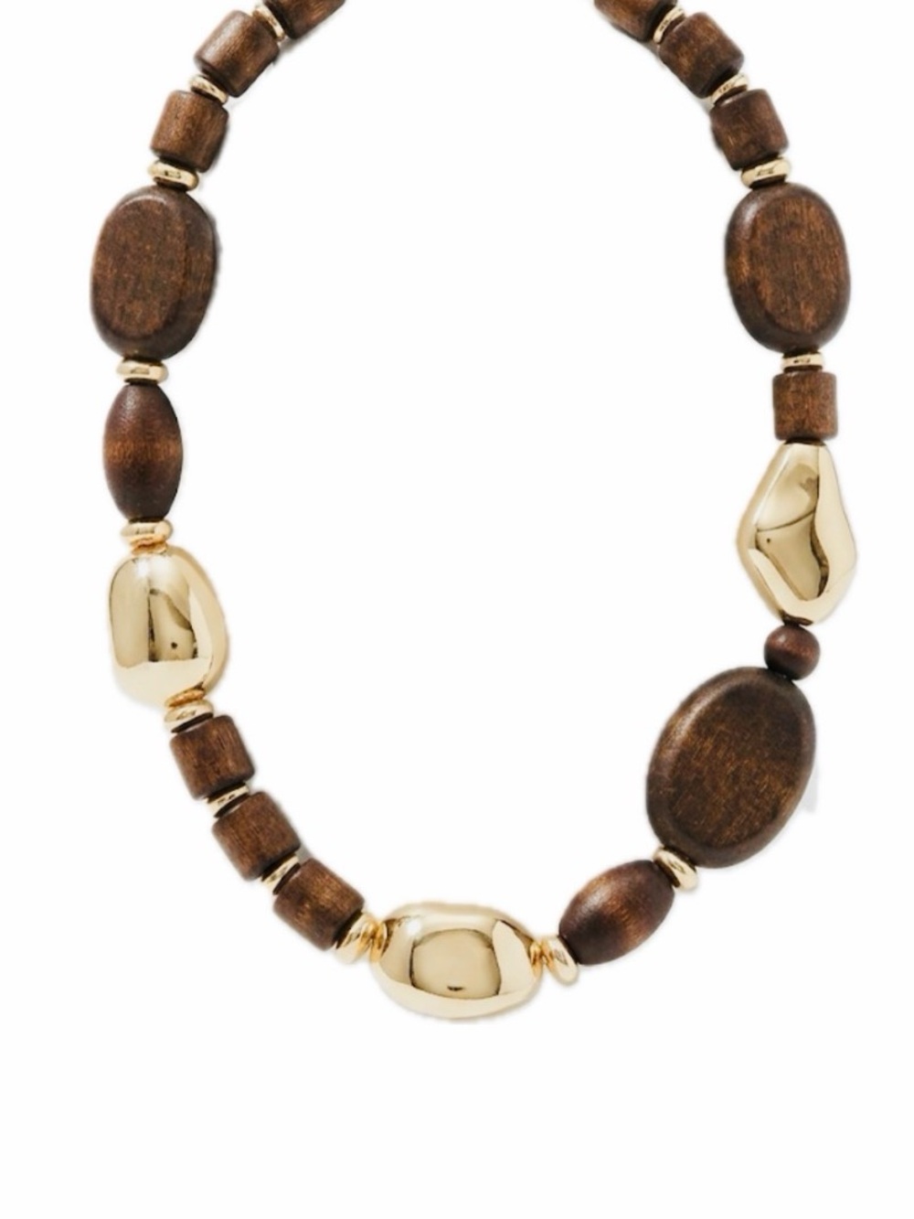 NWT ⚜️🤎⚜️ ATTERRI Wooden and Golden Tone Beads Necklace